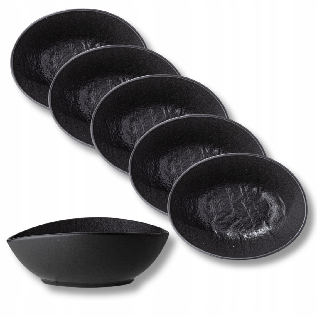 Omáčník oválná Wilmax 13x10x6 cm Černá Matná Porcelánová Sada 6 kusů