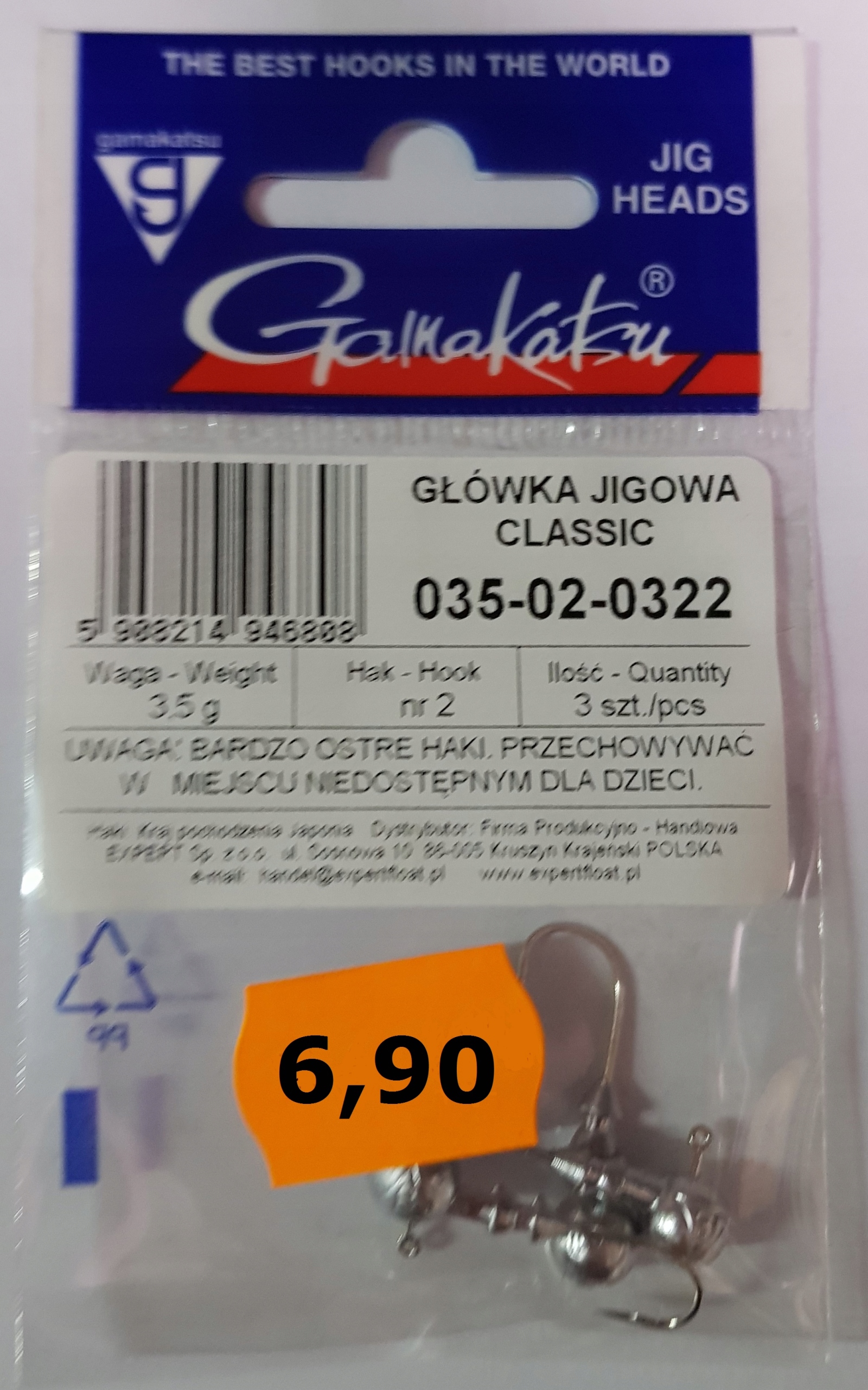 

Główka jigowa Gamakatsu Classic 3,5g hak nr 2