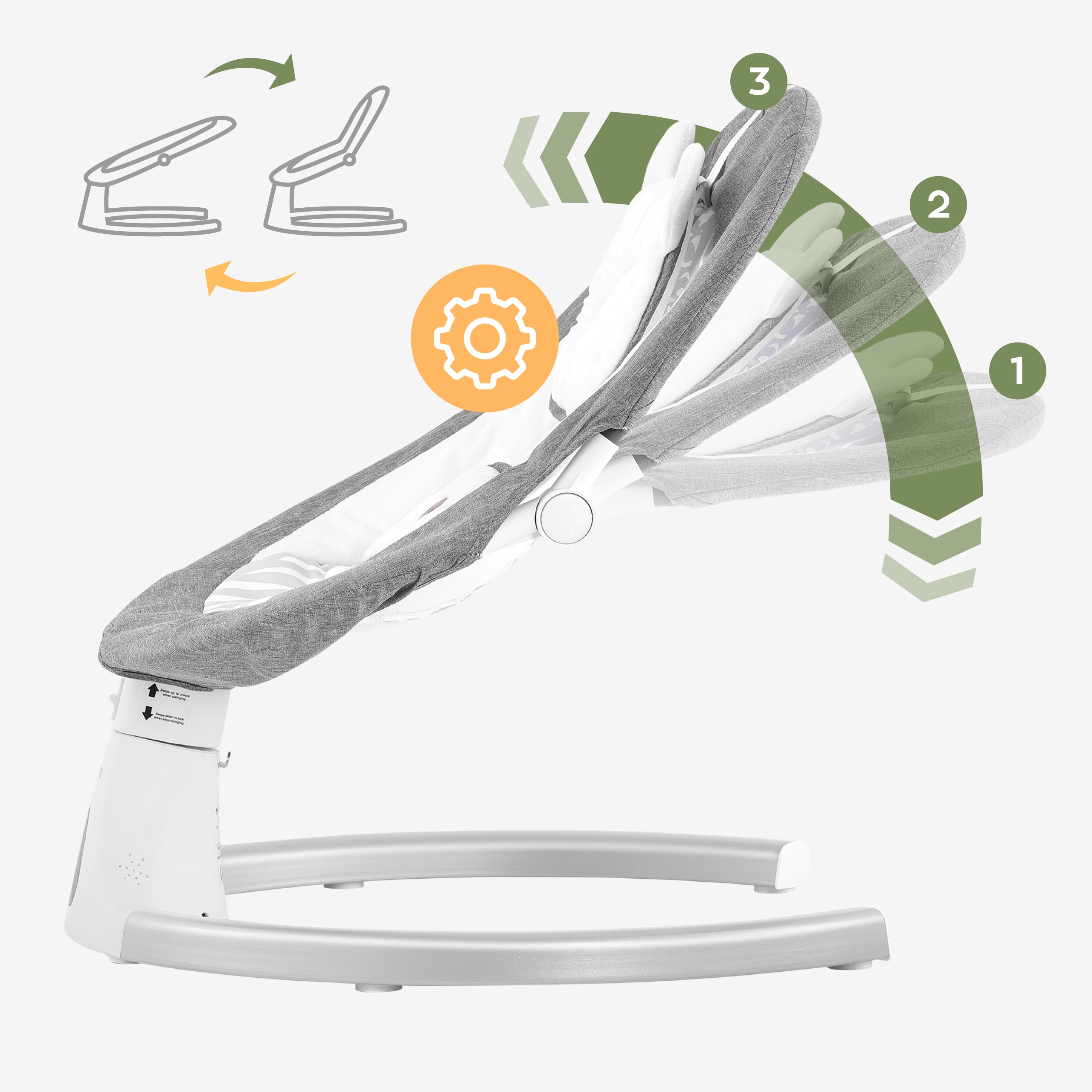 Tulano elektrinė supamoji lovelė kūdikiams su „Bluetooth“ muzikos nuotolinio valdymo pultu, modelis Astrid