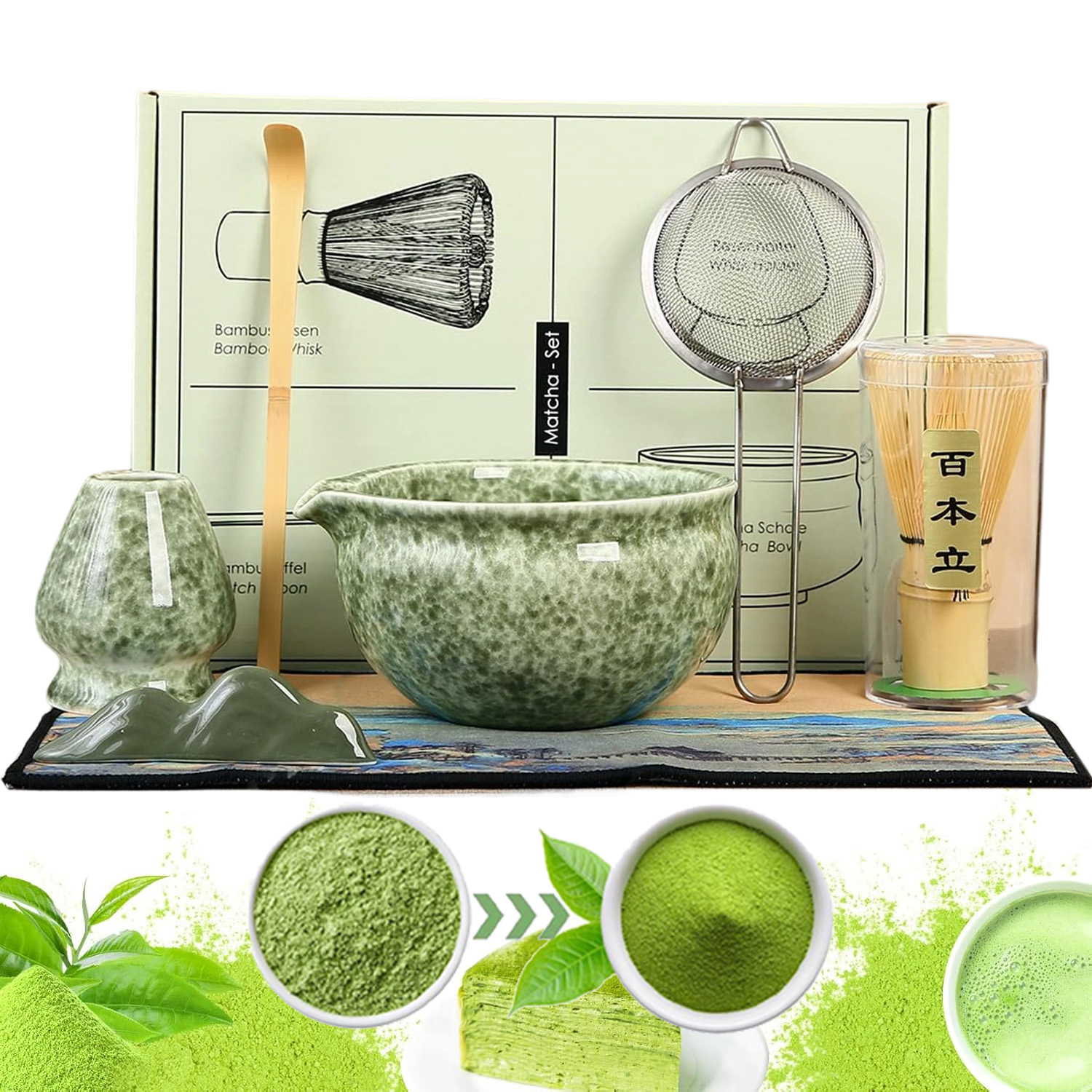 Zestaw Do Herbaty Matcha Zestaw Z Miotełką Chasen Bambusową Bambusa 7 Szt