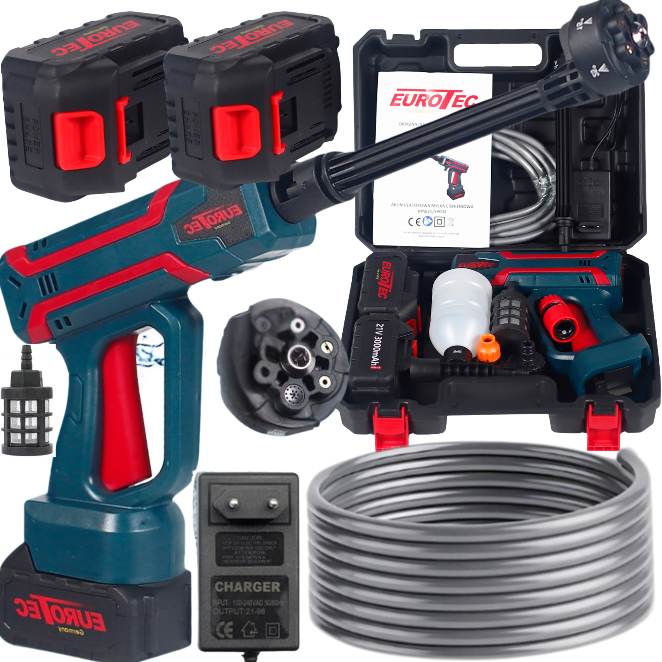 Tlaková Bezdrátová Akumulátorová Myčka Bezkartáčová Sání 2xAKU