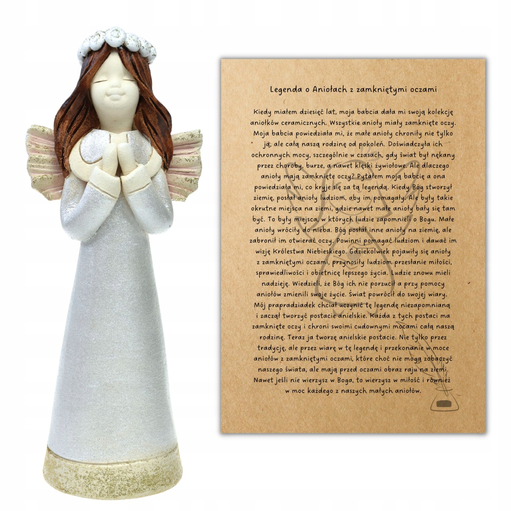 Anioł Stróż Figurka Ceramiczna Prezent Urodziny