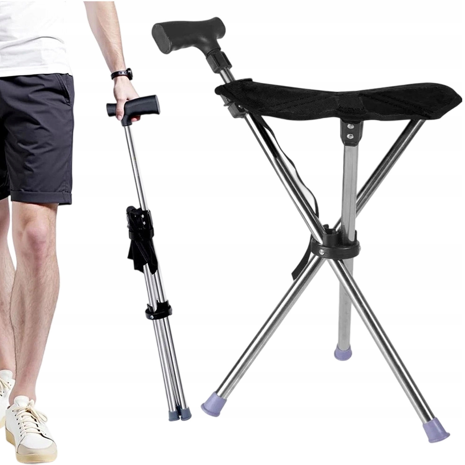 Kule Krzesło Laska Dla Seniorów Antypoślizgowe Składane Krzesło Ogrodowe