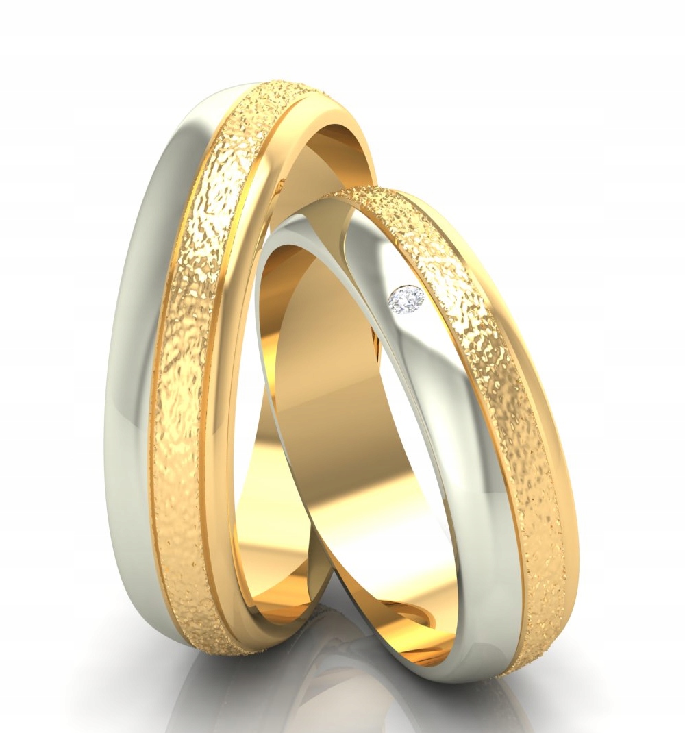 Dvoubarevné Obručky Bílé A Žluté Zlato 585 Gravírování