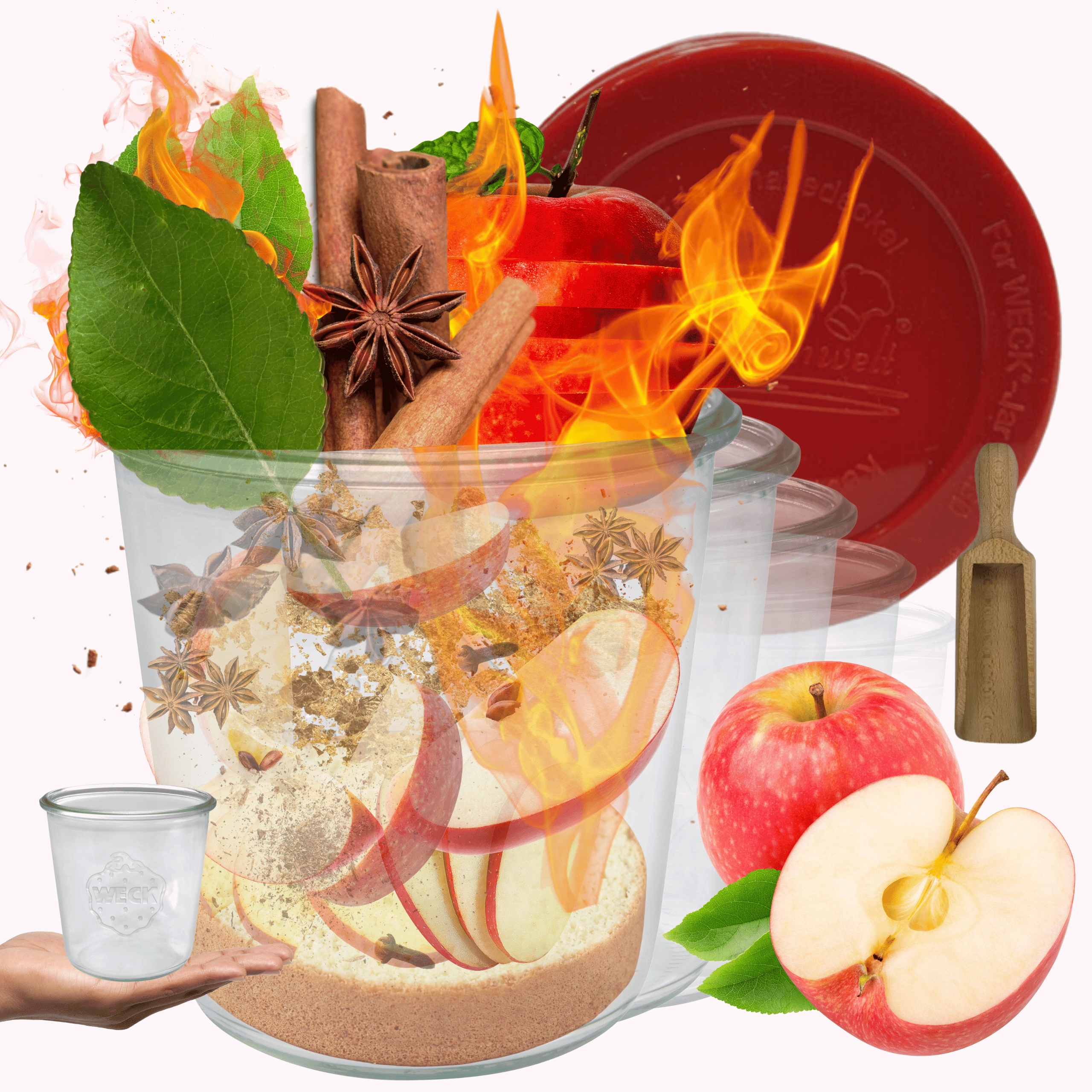 Poháre Weck 580 ml Mold žiaruvzdorné silikónové veko 12ks odmerka