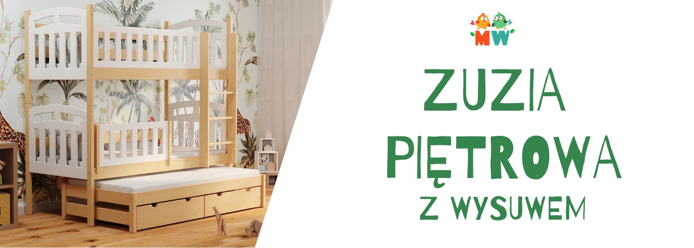 Łóżko Piętrowe ZUZIA PIĘTROWA z wysuwem 160/150x80 Szerokość produktu 87 cm