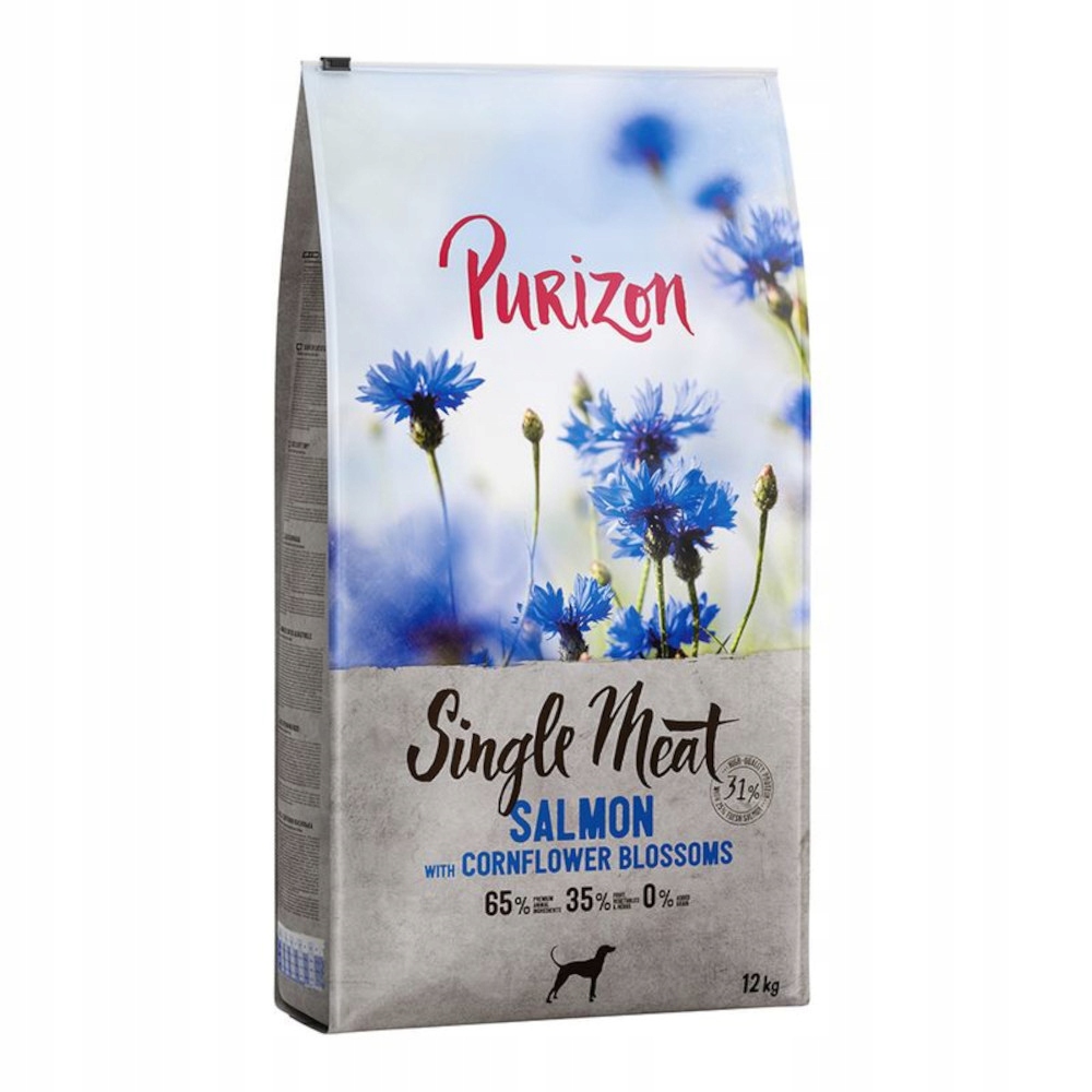 Levně Purizon Single Meat Adult, losos se špenátem a květy chrpy, 12 kg