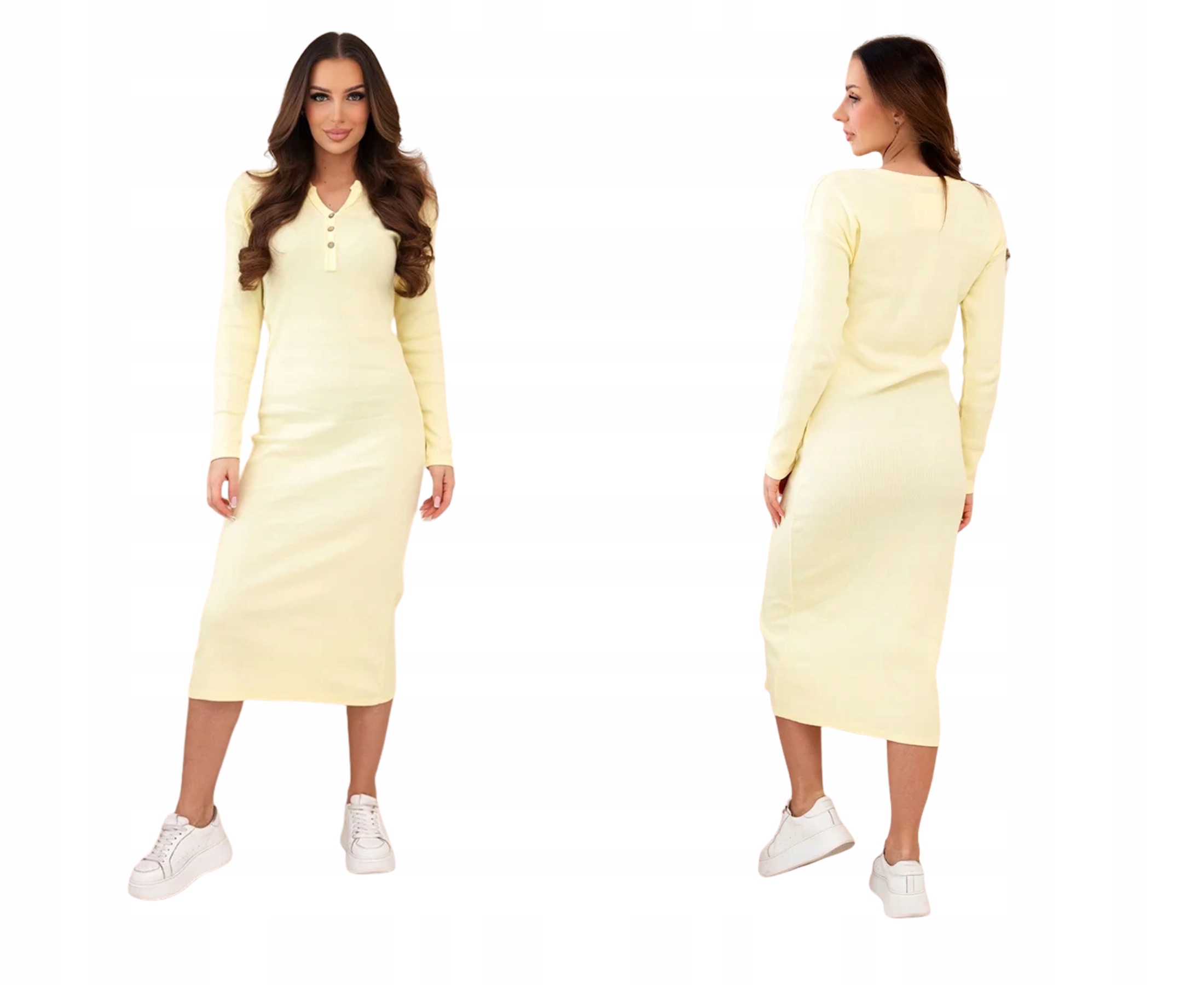 Žlutá šaty s dlouhým rukávem