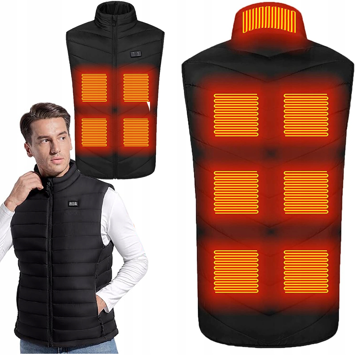 DŁUGA KAMIZELKA PODGRZEWANA na USB ROBOCZA OCIEPLANA DAMSKA MĘSKA PLUS SIZE Marka inna