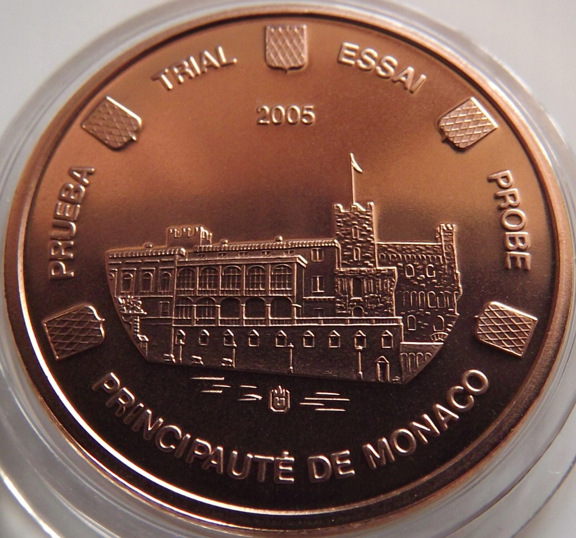 Monako 1 eurocent Próba 2005 , SPECIMEN st. UNC-