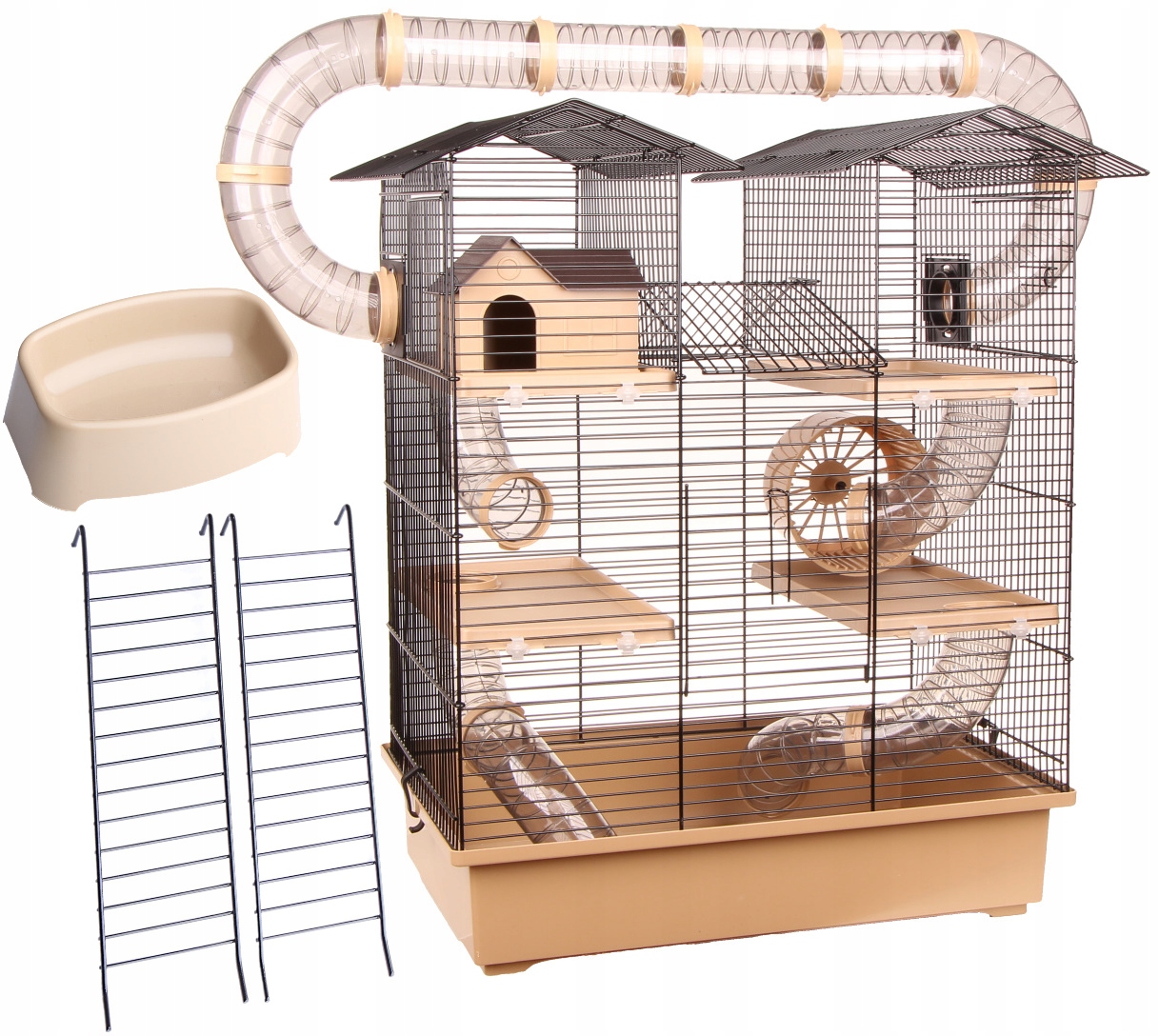 Klatka Dla Chomika Myszy XXXL Domek Kołowrotek Tunele Zewnętrzne Dodatki