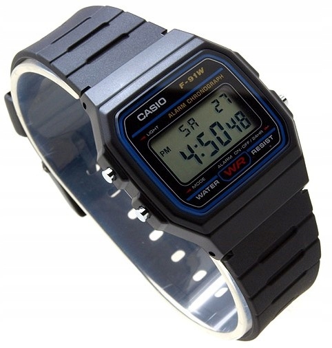 ZEGAREK CASIO F-91W-1YER ORYGINAŁ VINTAGE RETRO DIGITAL LED + BOX Model F-91 F-91W RETRO PEWEX KLASYK OSAMA JAPAN