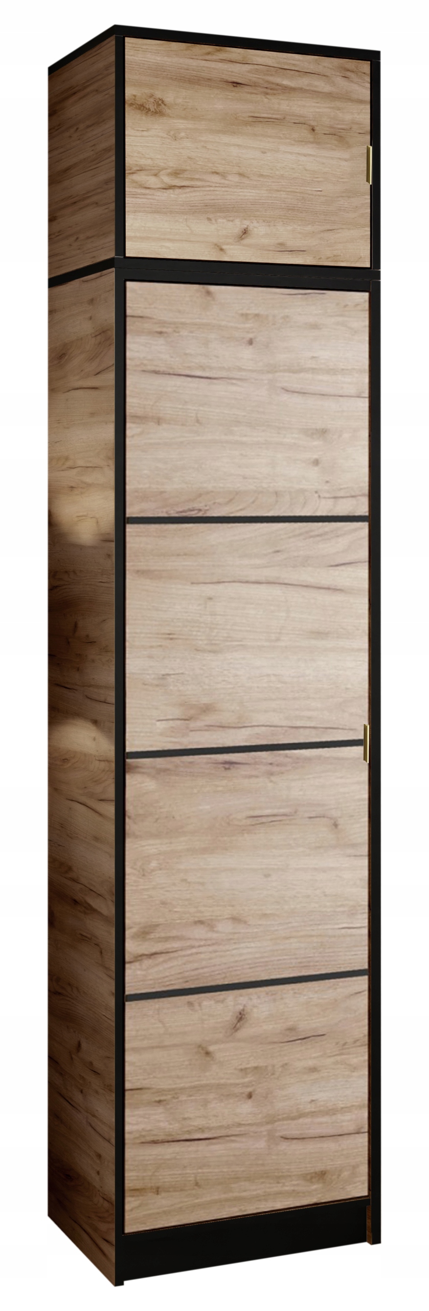 Skříň Lumi 54 1D Dub Craft vzor 2 zlatý úchyt s nástavcem