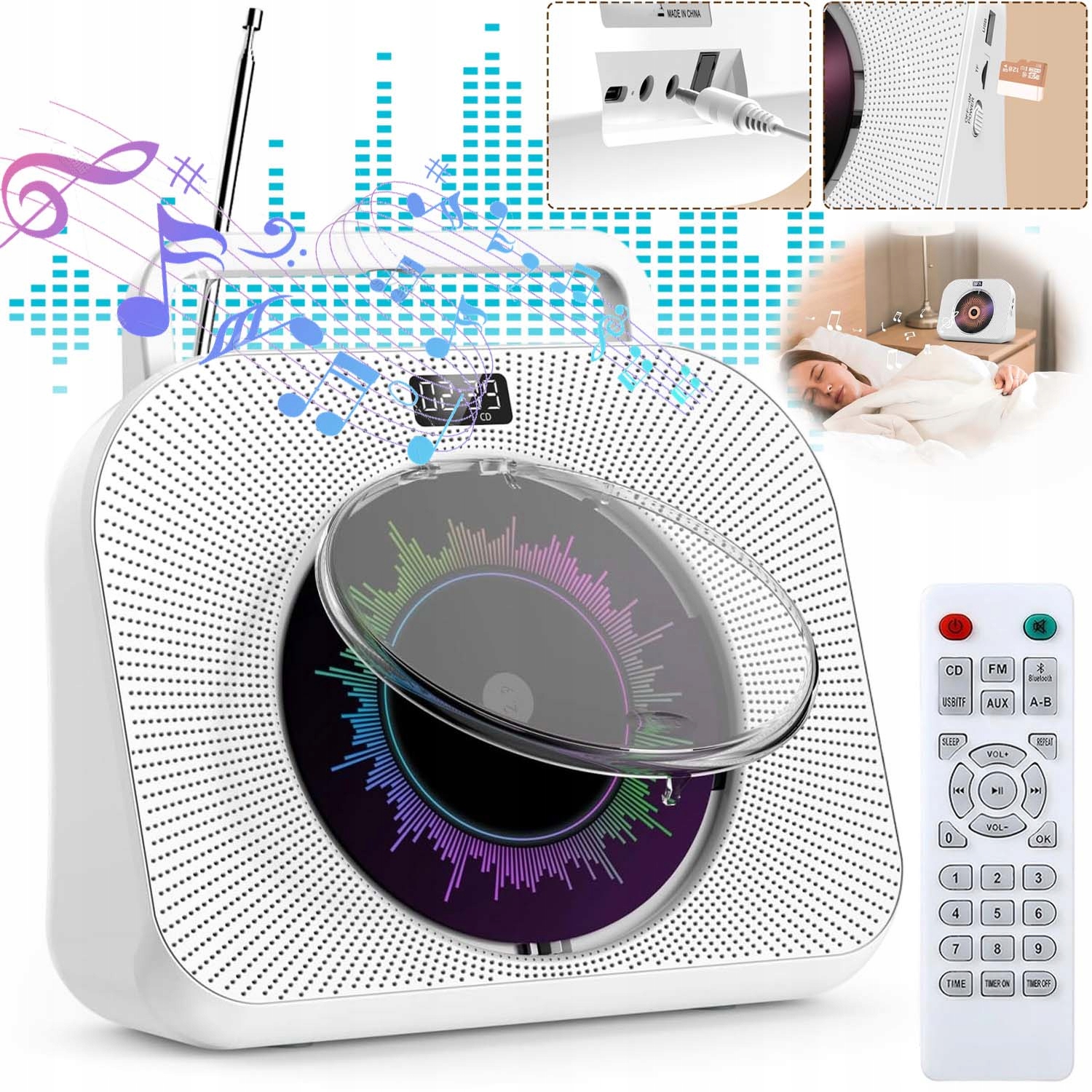 CD Přehrávač Bluetooth Reproduktor Stereo Hifi Fm Rádio Do Pokoje A Pro Relax