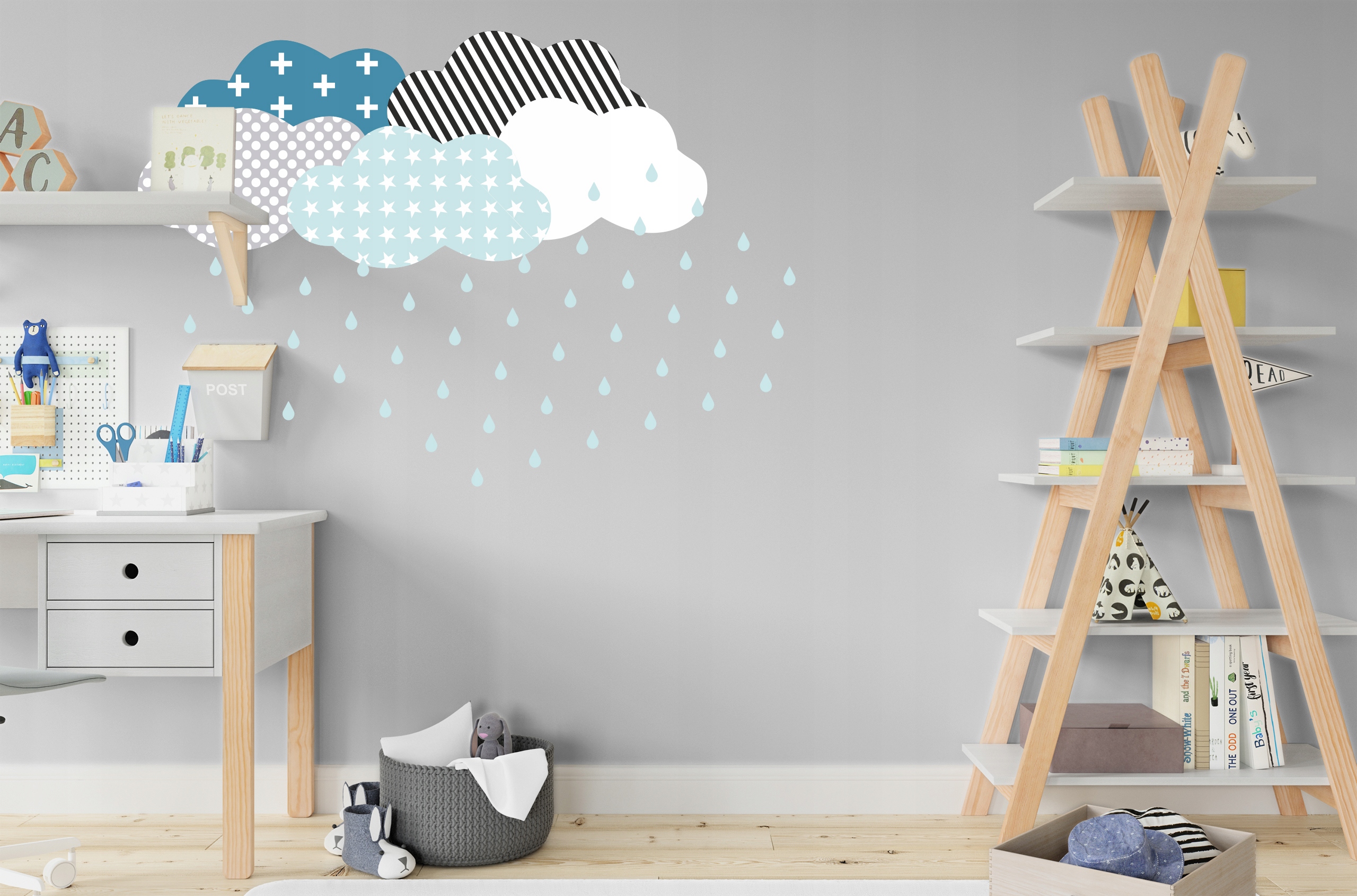 Naklejki skandynawskie chmury krople mięta turkus Marka inna