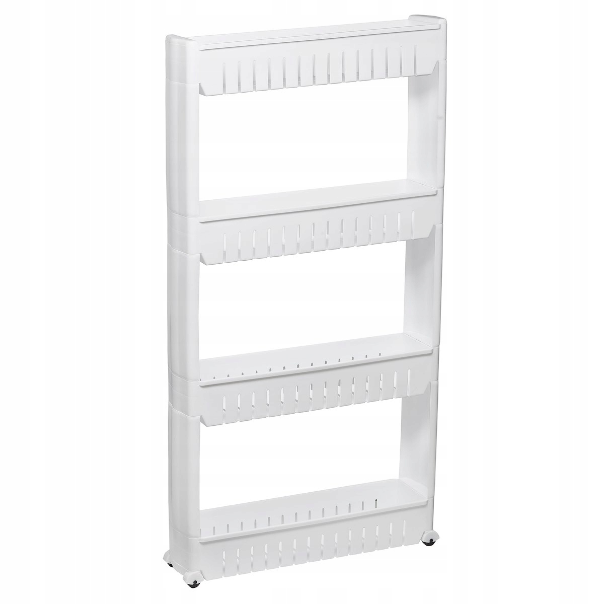 MOBILNA ŁAZIENKOWA SZAFKA REGAŁ NA KÓŁKACH 4 PÓŁKI ŁAZIENKOWY BIAŁY PÓŁKA