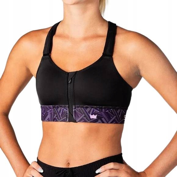 Biustonosz Sportowy Shefit Czarny I Fiolet Regulowany Fitness Siłownia R.xl