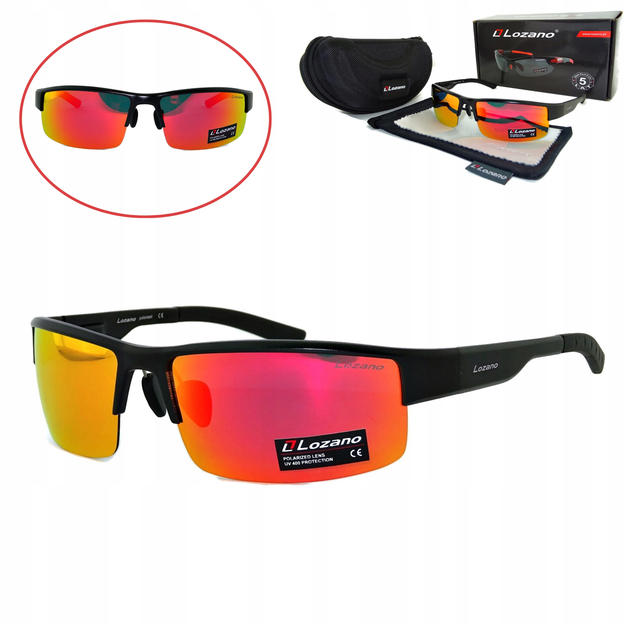 Sportovní Sluneční Brýle S Polarizací, Červené Zrcadlovky Pouzdro