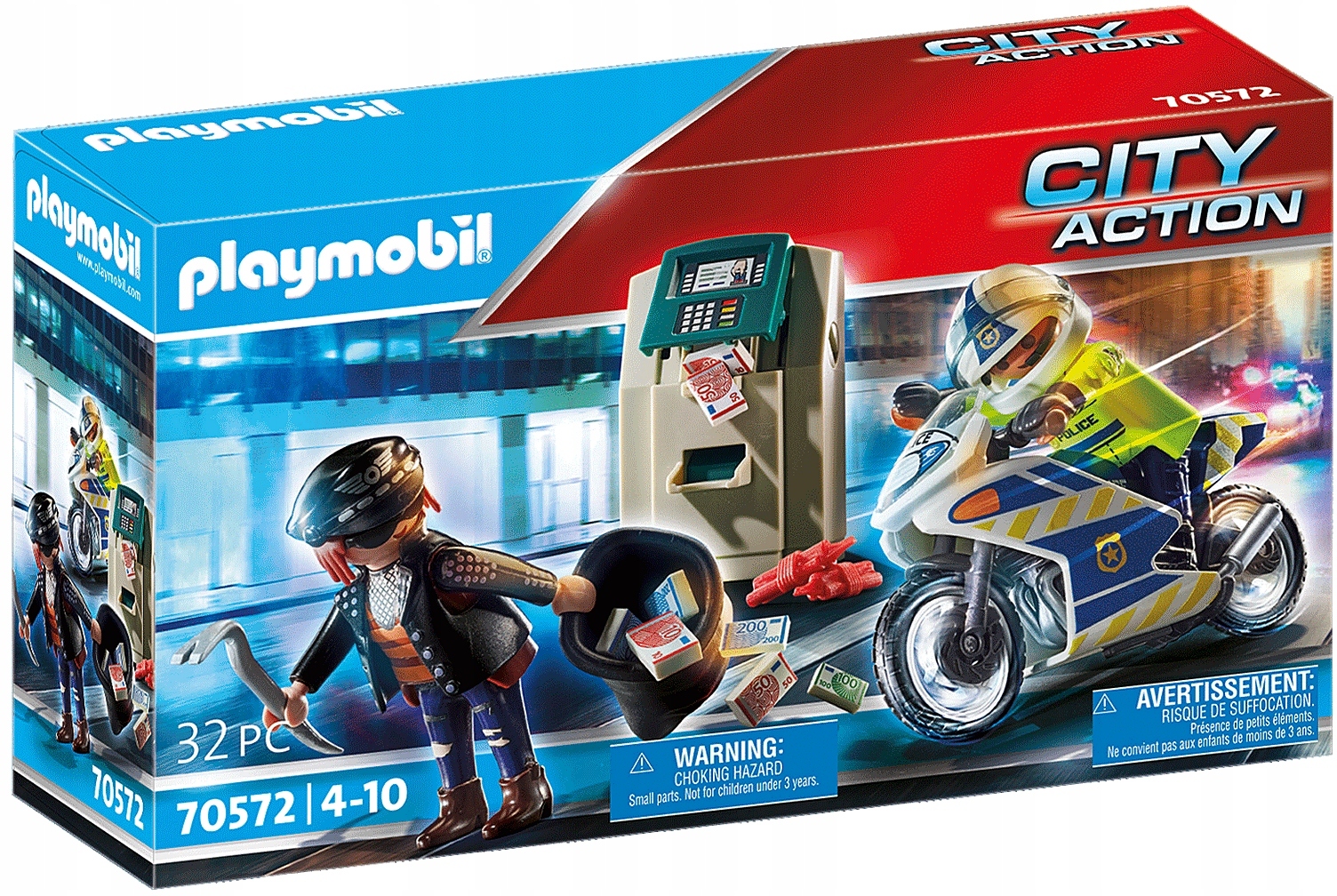 PLAYMOBIL POŚCIG ZA PRZESTĘPCĄ MOTOR MOTOCYKL POLICYJNY - CITY ACTION 70572