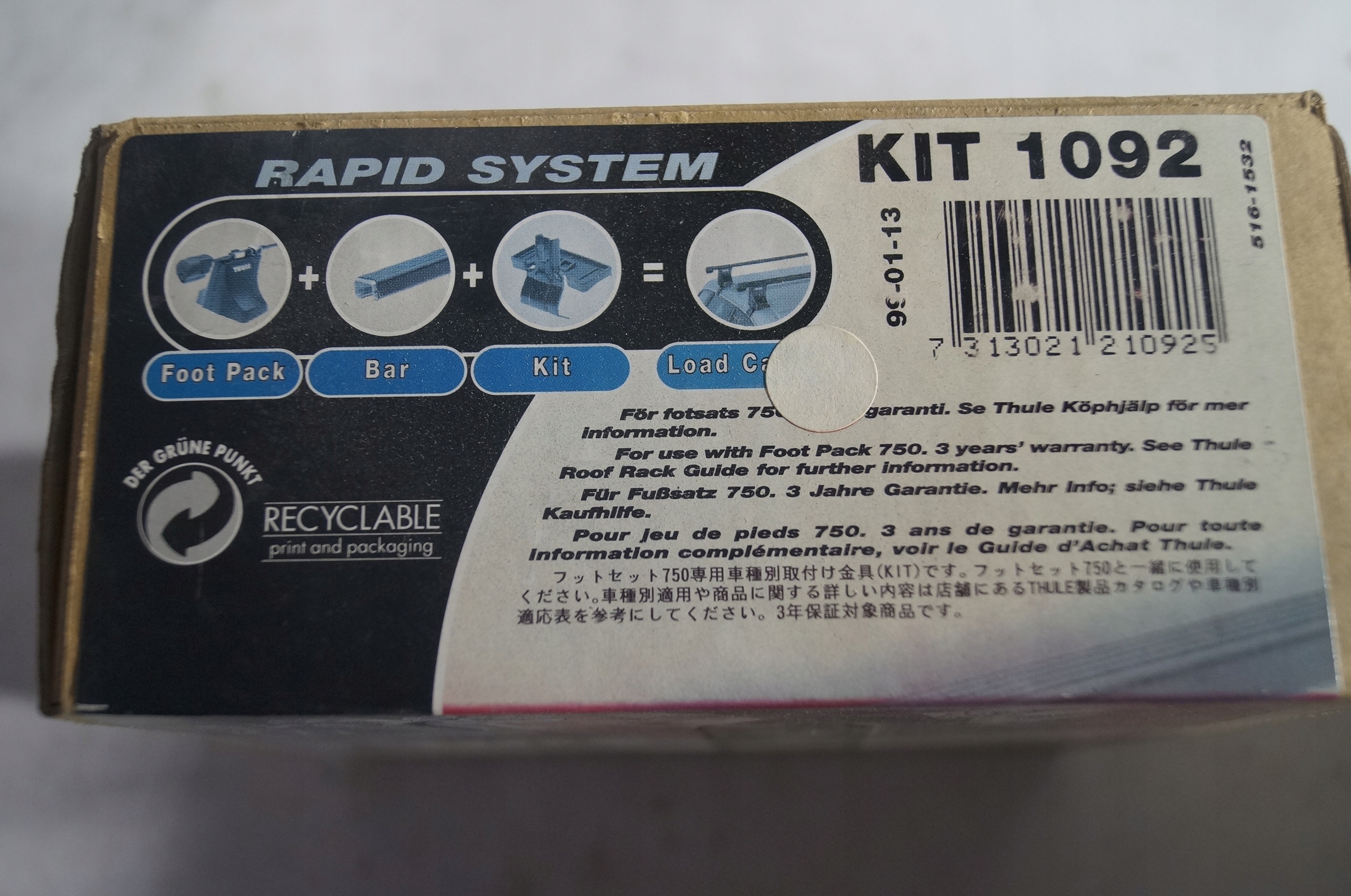 ZESTAW MONTAZOWY DO BAGAZNIKA THULE 1092 Model 1092