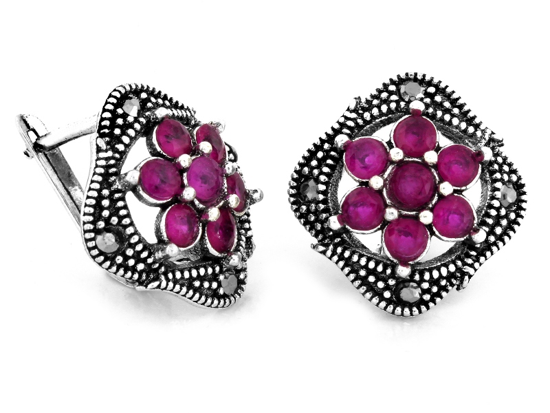 Stříbrné náušnice 925 s květinou, elegantní značkový design jako dárek, 4.08 g