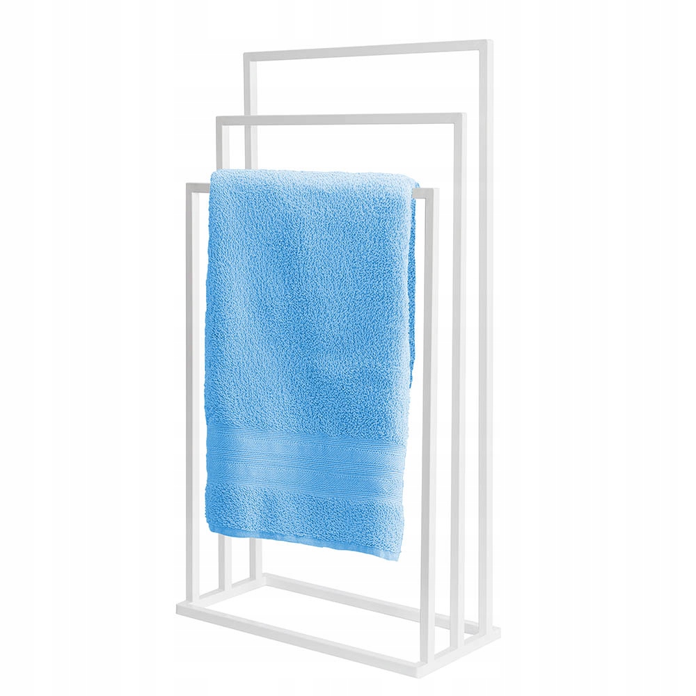 Bílý Stojan Na Ručníky Koupelnový 3-RAMENNÝ Ocelový Moderní Elegantní