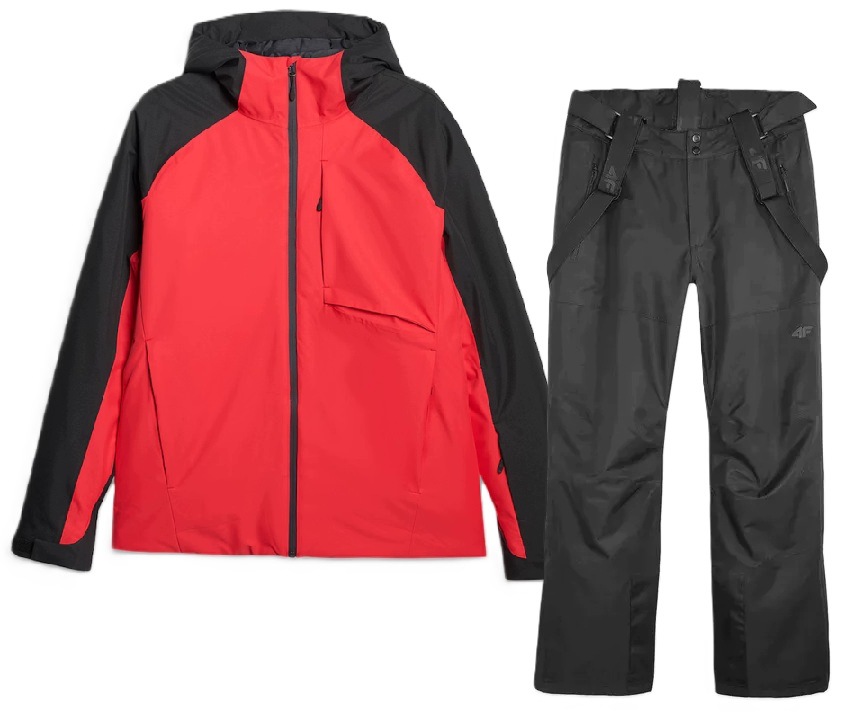 Męski Kombinezon narciarski 4F Kurtka M0952 spodnie M546 Black/Red L