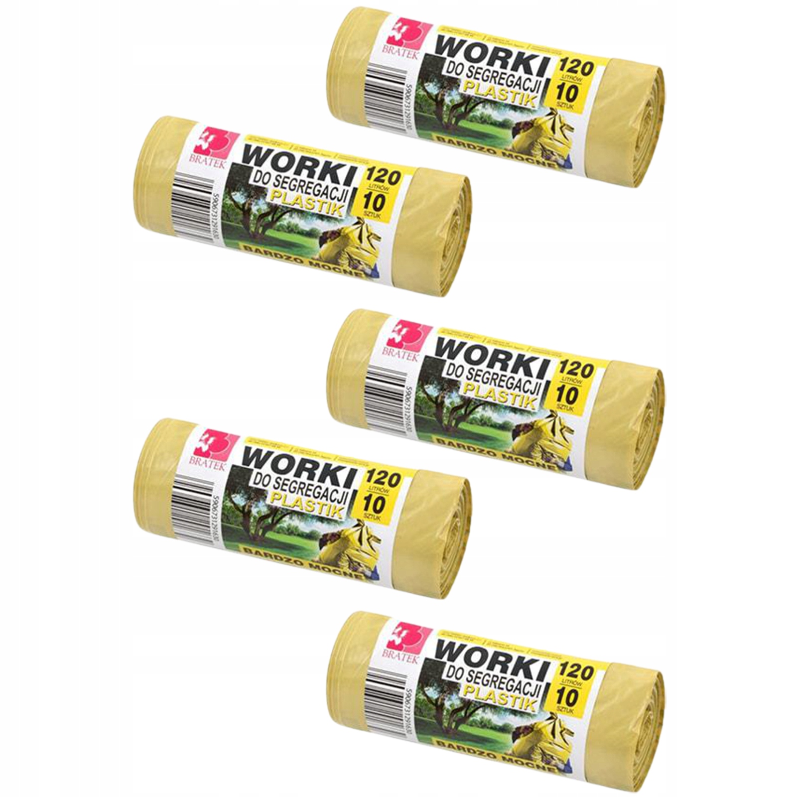 

5x Worki do segregacji śmieci Plastik Żółte 120L