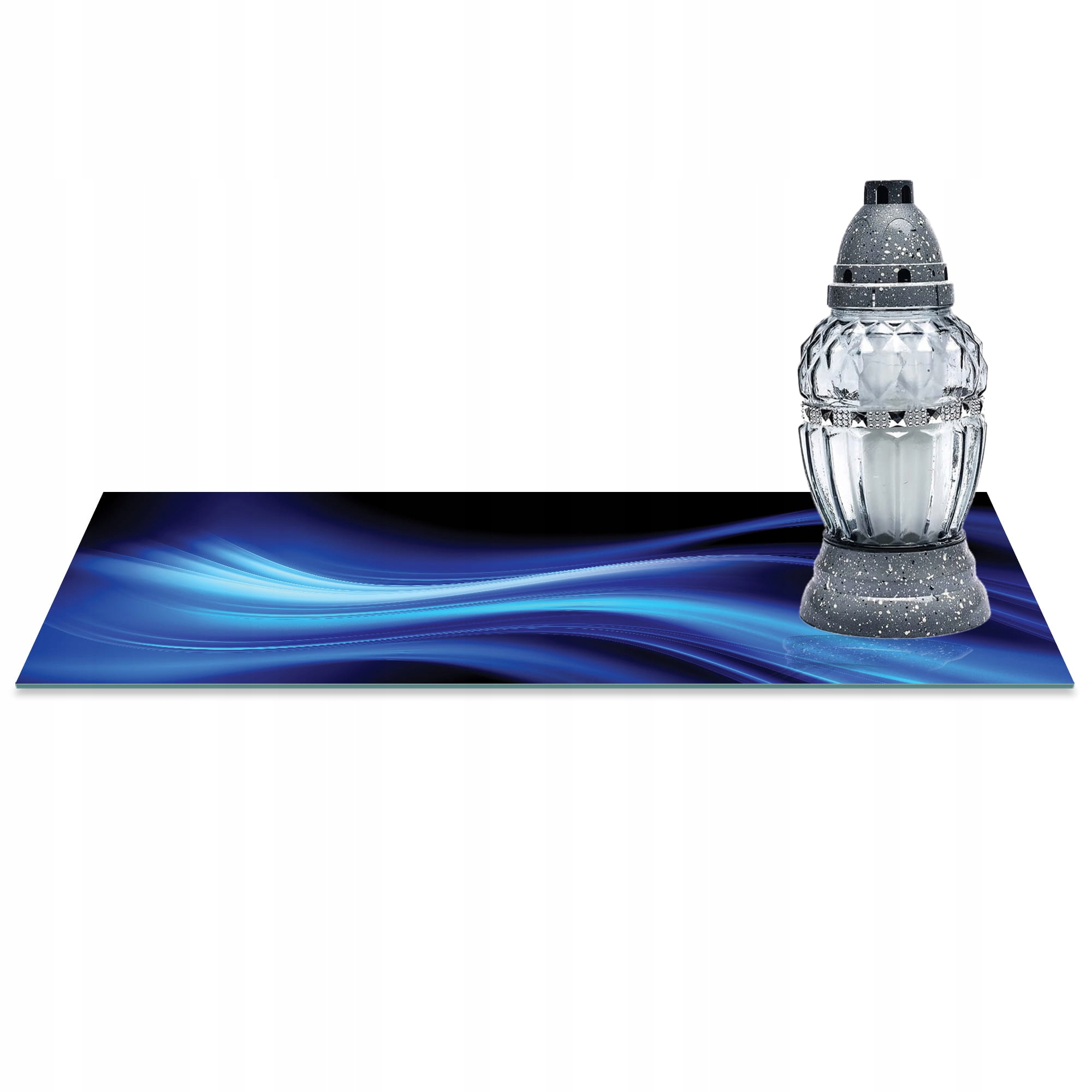 SZKLANA PODSTAWKA POD ZNICZE 60x20cm Fale 287c