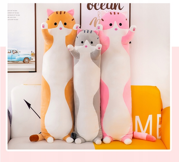 DŁUGI KOT KOTEK PARÓWKA PODUSZKA MASKOTKA PLUSZAK 70cm XXL Marka inna