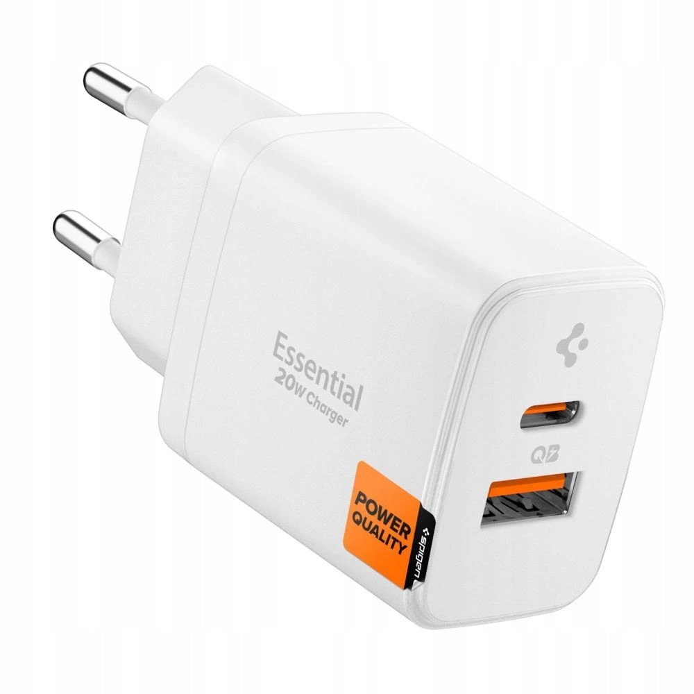 Spigen Wall Charger Essential ładowarka sieciowa Usb Usb-c 20W biała