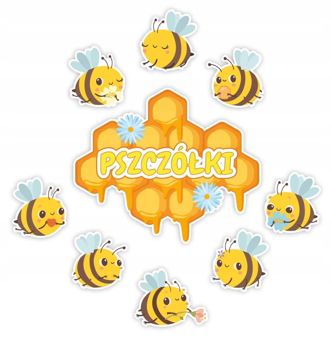 DEKORACJA PRZEDSZKOLE NA DRZWI GAZETKĘ - GRUPA PSZCZÓŁKI (DUŻY NAPIS)