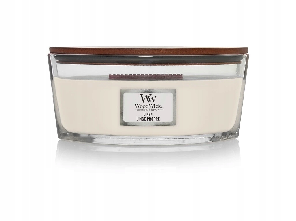 WoodWick vonná svíčka s dřevěným knotem Elipsa Elipsa Linen 453,6 g