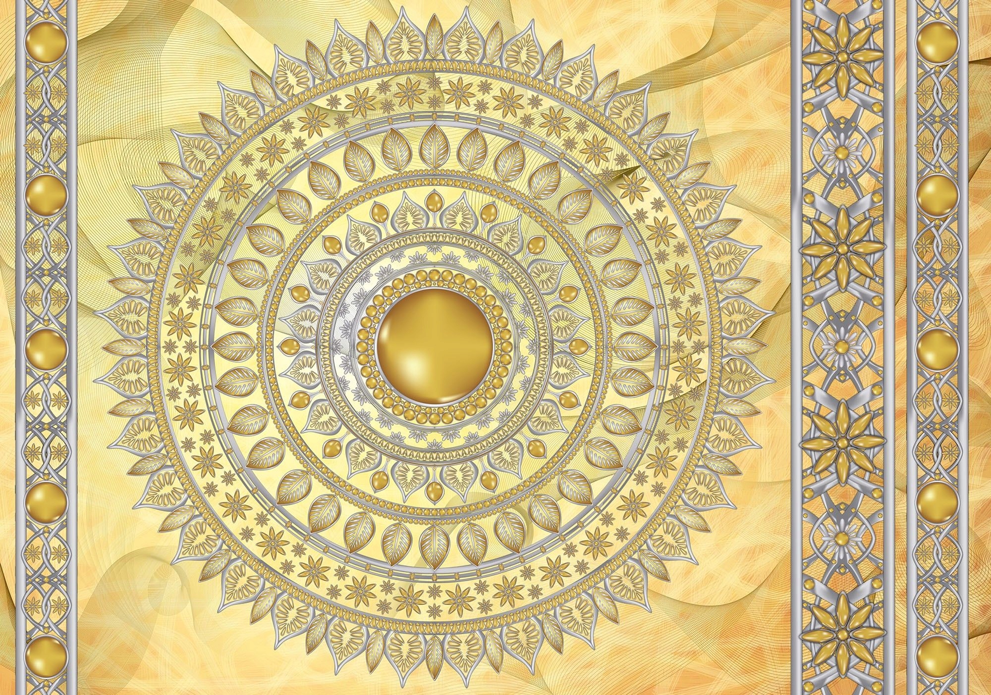 Fototapeta Mandala Zlato Striebro Symetria Luxu a lesku 300x210 lepidlo