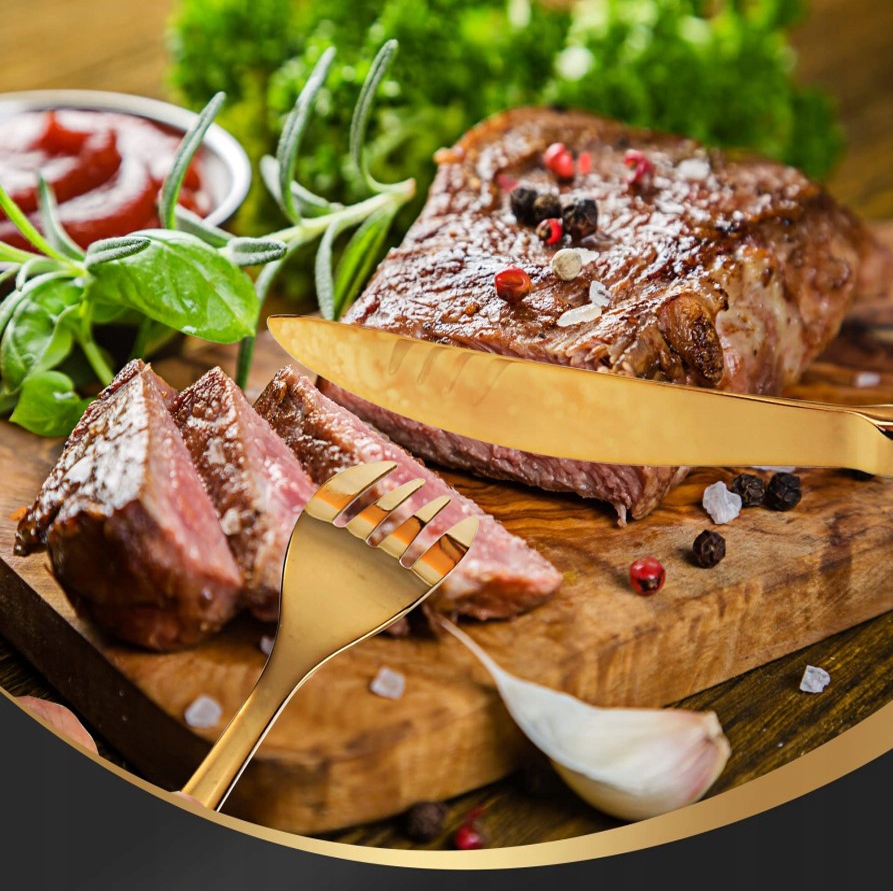 ZESTAW SZTUĆCE KOMPLET WALIZKA ZŁOTY 24 SZTUĆCY Liczba elementów w zestawie 24