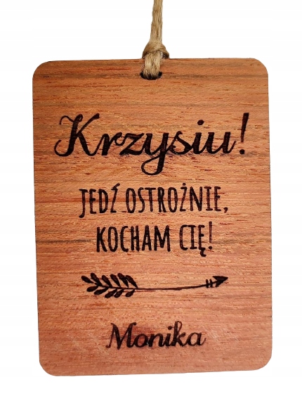 dla chłopaka dziewczyny na walentynki zawieszka do auta grawer imię