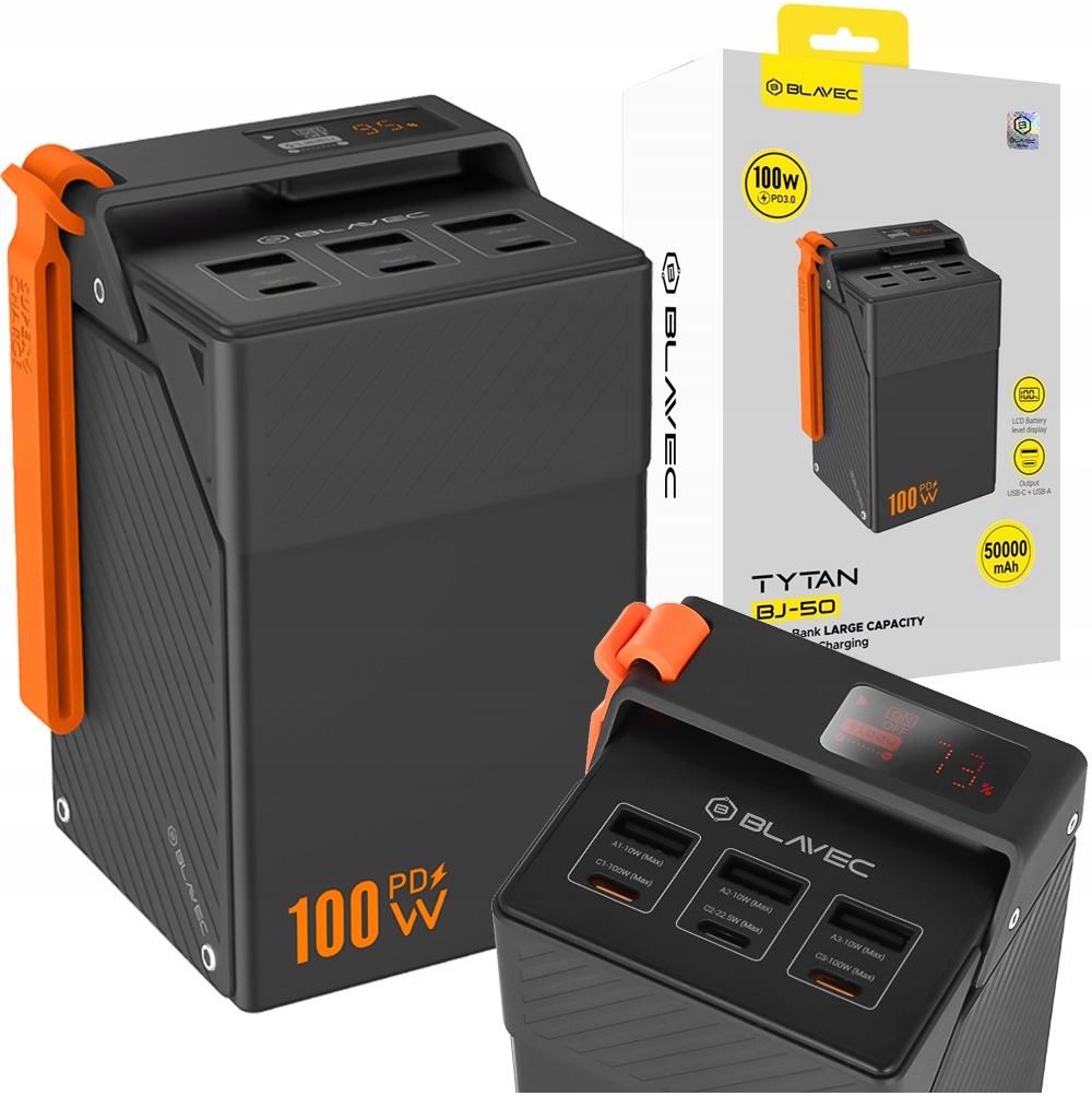 Rychlá Powerbanka Blavec 50000 mAh 3x Usb-a Usb Typ-c 100W Pd Silná Cestovní