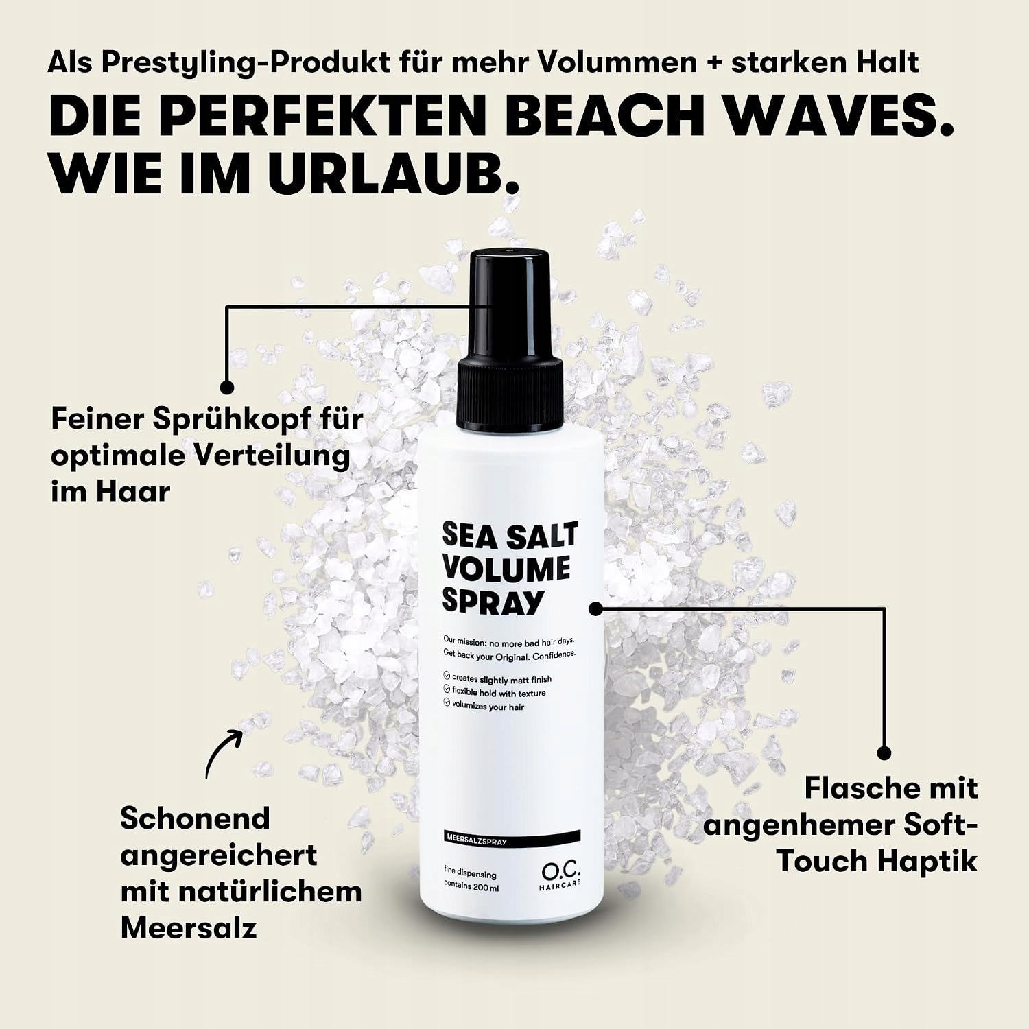 O.c. Haircare Sprej na mořskou sůl Objem Struktura Všechny vlasy 200 Ml