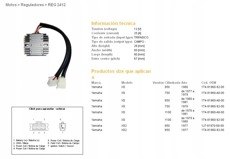 Dze Regulátor Napätia Yamaha XS650/750/850/1100 (1T4-81960-92-00) (ESR310)