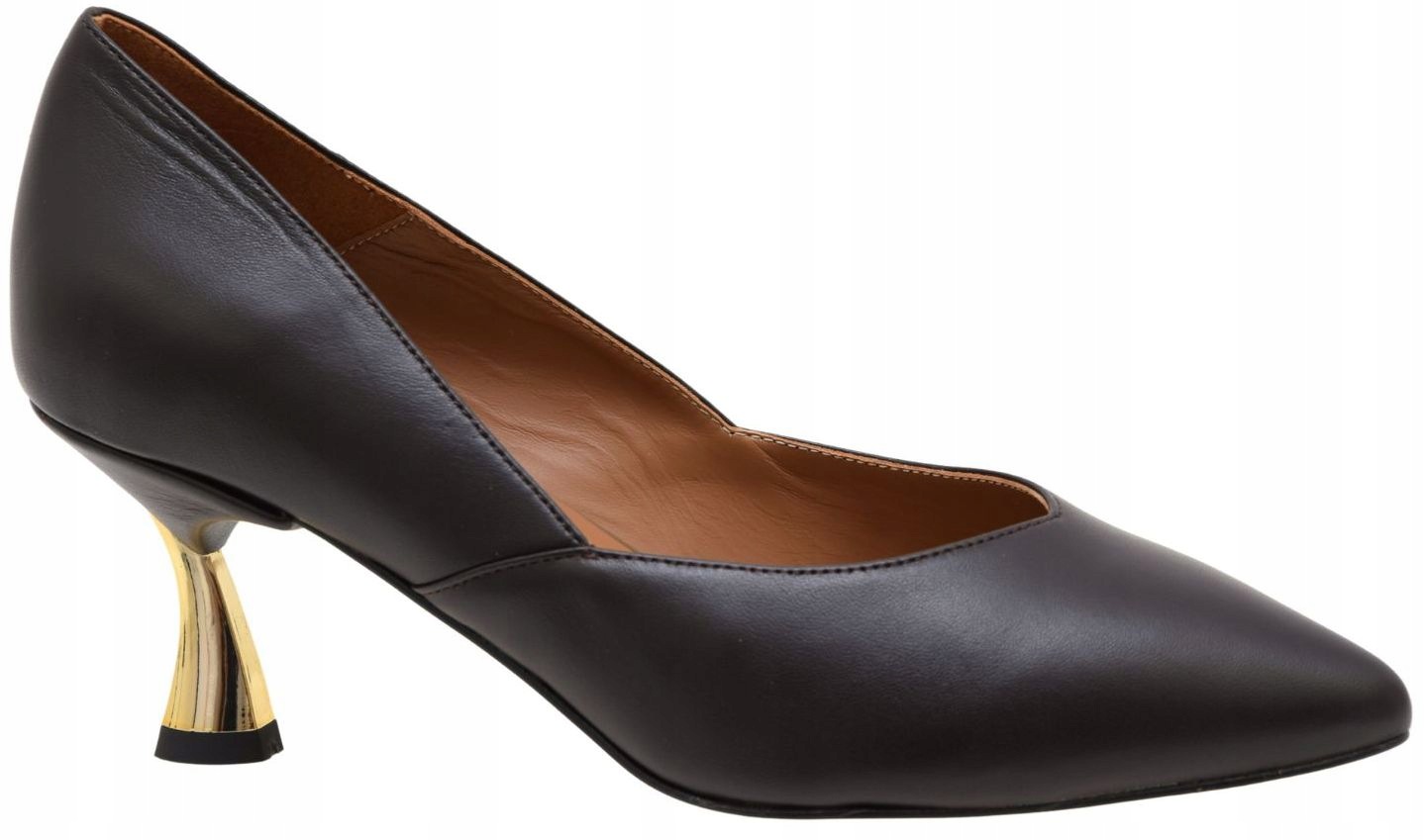 Dámské kožené lodičky hnědé na podpatku 6,5 cm Damiss DS-1025/1/A VEL.38