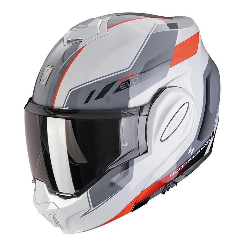 Čeľusťová prilba Scorpion Exo-tech Evo Socius Grey/red šedá červená Darčeky