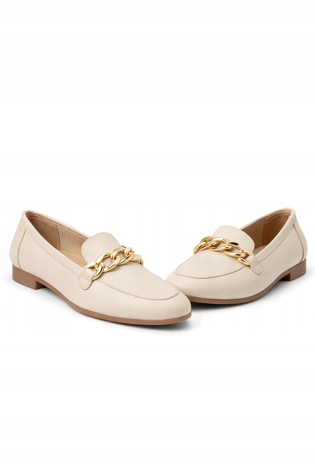 Béžové Mokasíny S Efektní Zlatou Ozdobou 39 1I4A