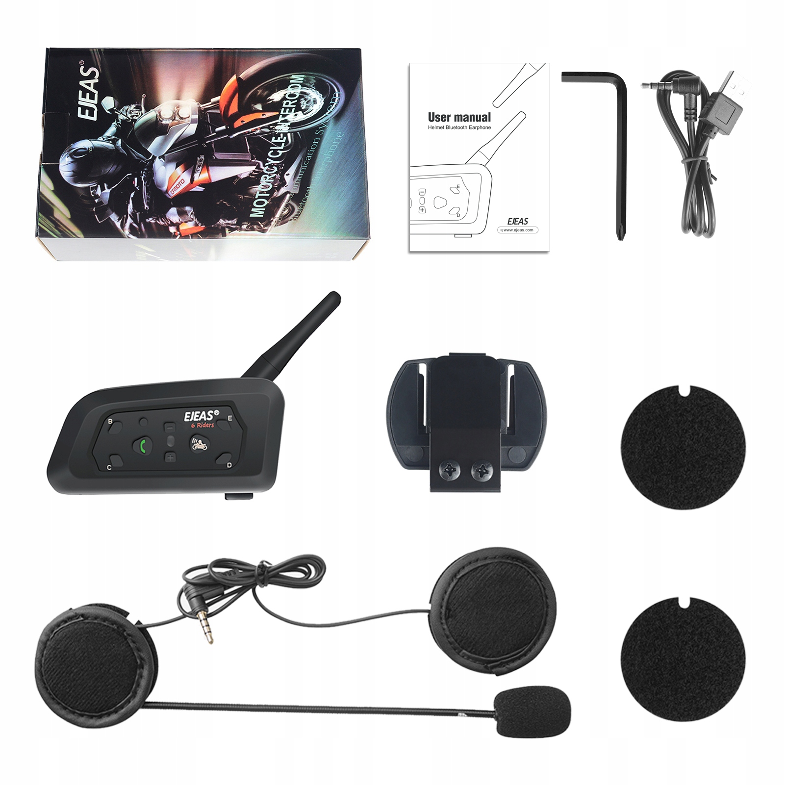 МОТОЦИКЛЕТНЫЙ ДОМОФОН DB101 EJESAJ V6PRO BLUETOOTH