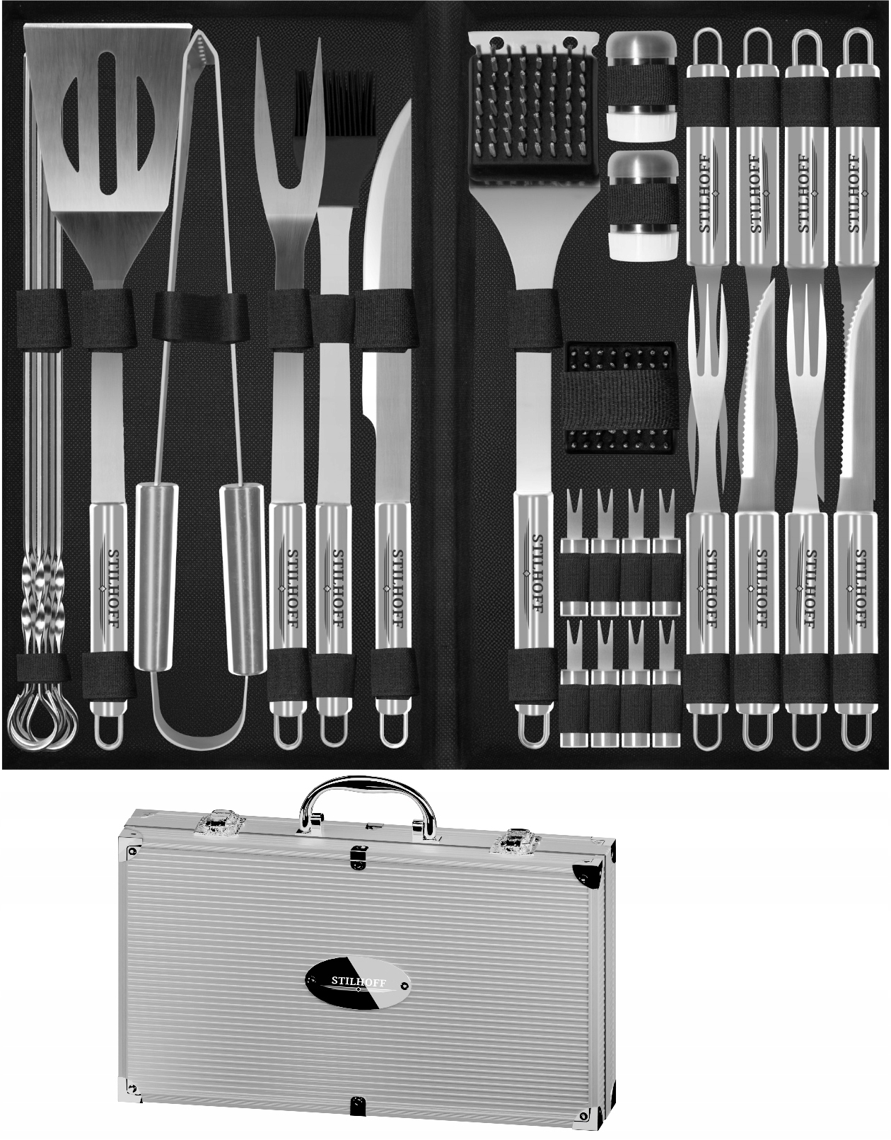 Sada grilovacího náčiní Stilhoff Bbq, 34 dílů (33 kufřík)