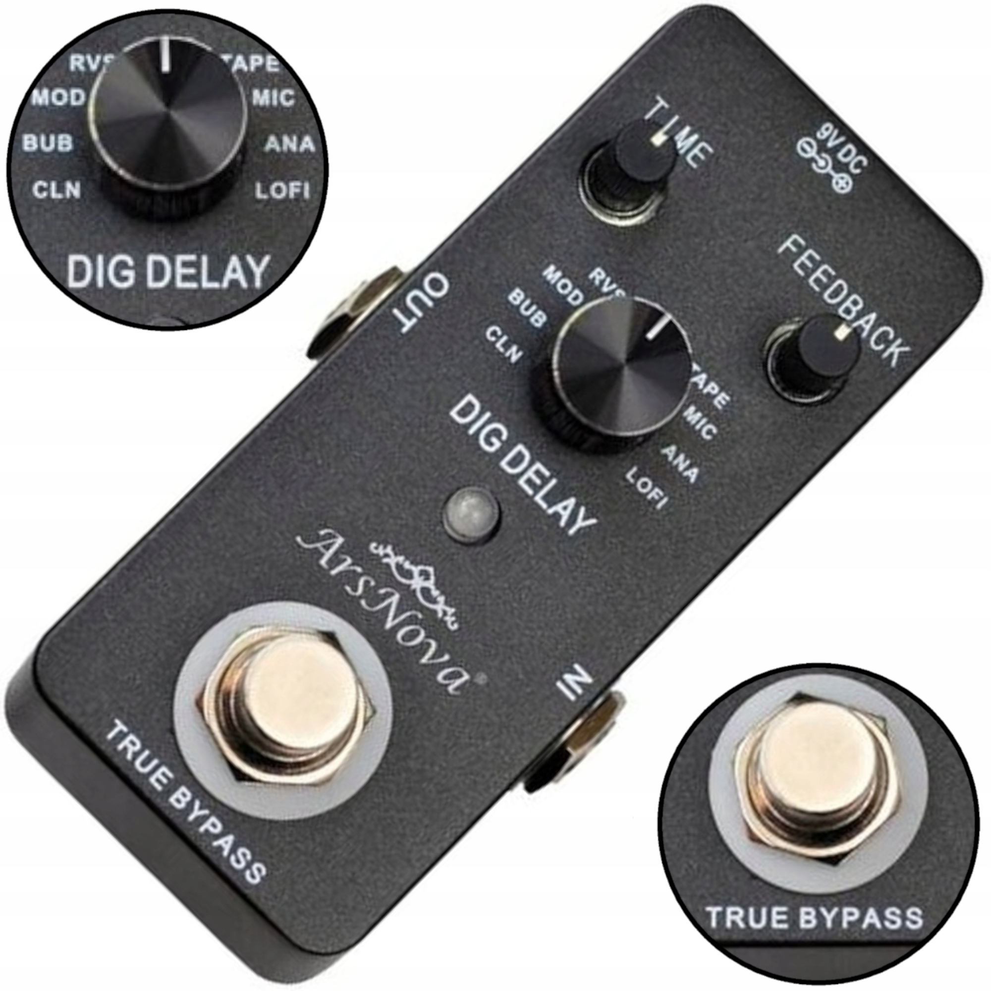 Digital Delay Efekt gitarowy echo, feedback podłogowy Mini Pedal ArsNova