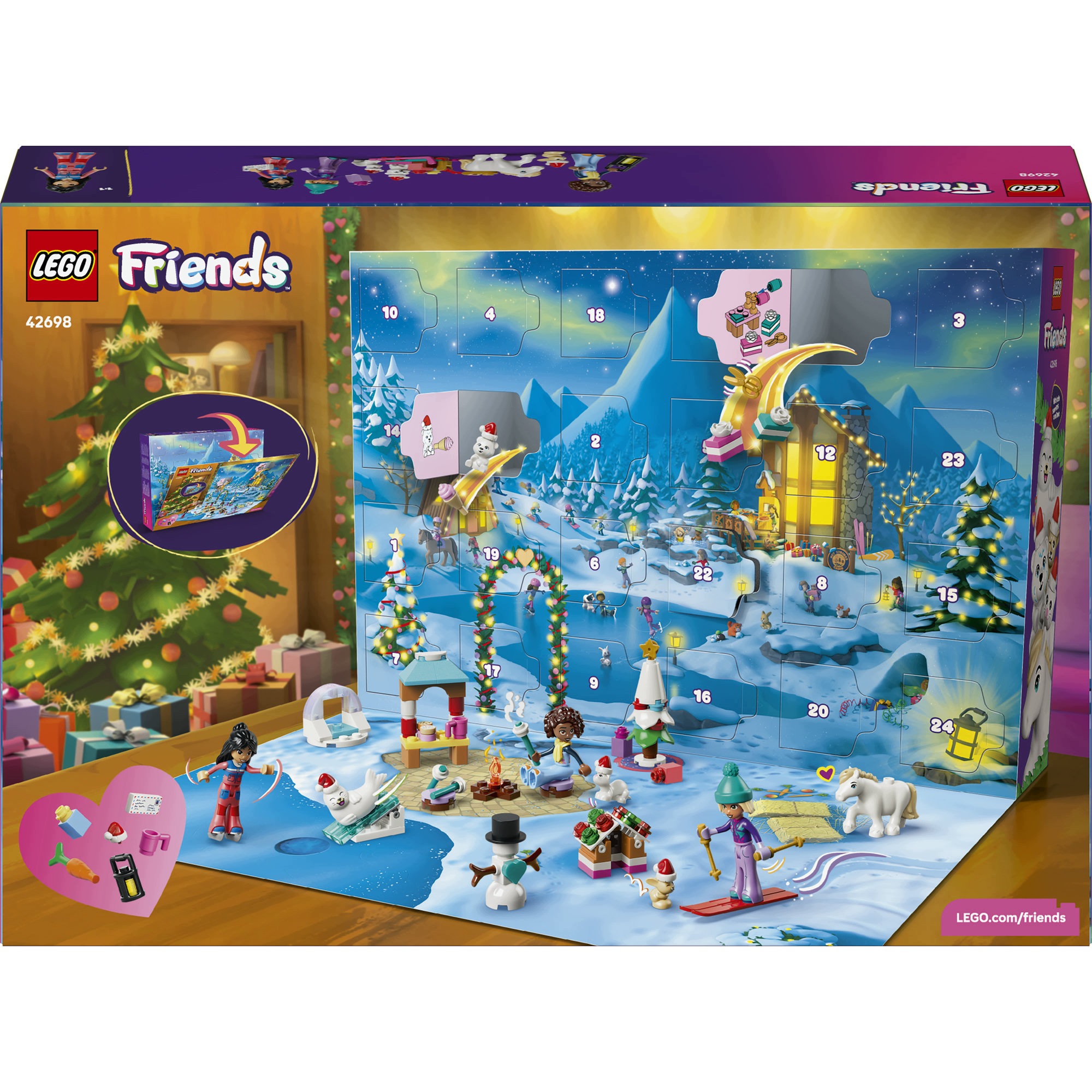 Адвент-календарь LEGO Friends 42698 2026, 211 деталей, 3 мини-куклы и 6 фигурок животных, от 6 лет — фото 8