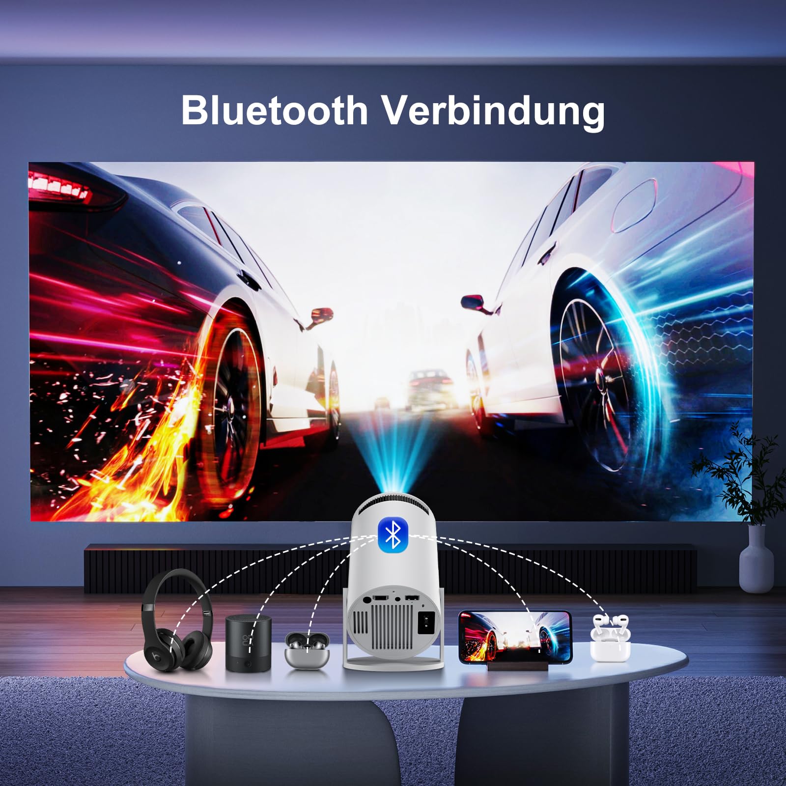 SALANGE Mini Projektor 4K WiFi 6 BT52 Android 11 Smart Beamer TV Laptop USB — miniatura 6