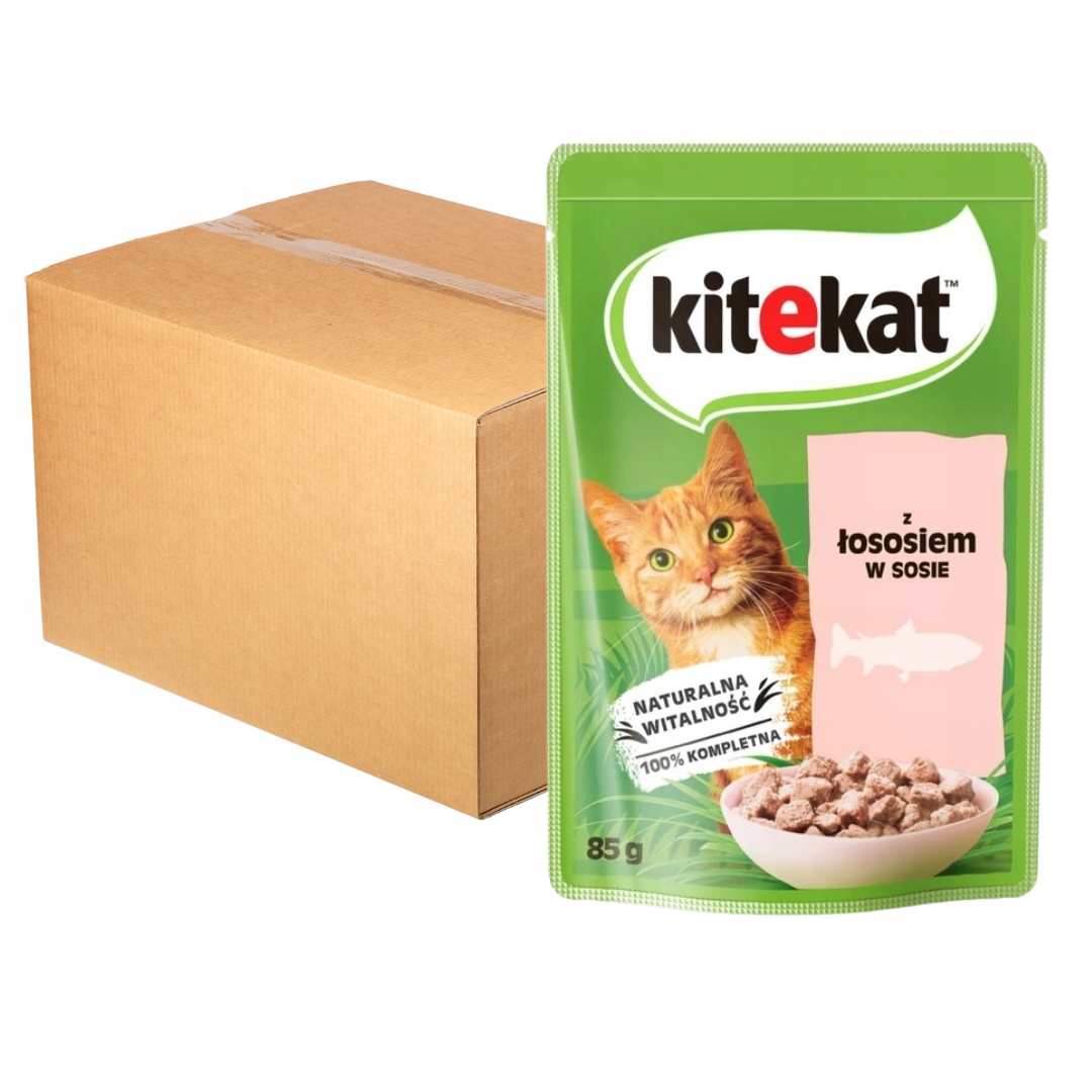 Levně Kitekat Kompletní Krmivo pro kočky s lososem 85 g x 28 kusů