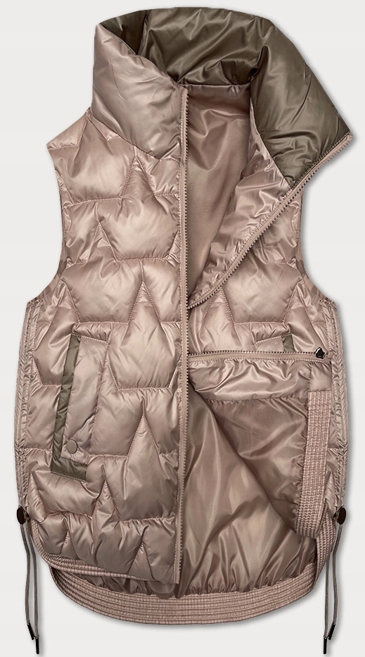 Krátká Vesta B8358 Perleťová Růžová XXL (44)