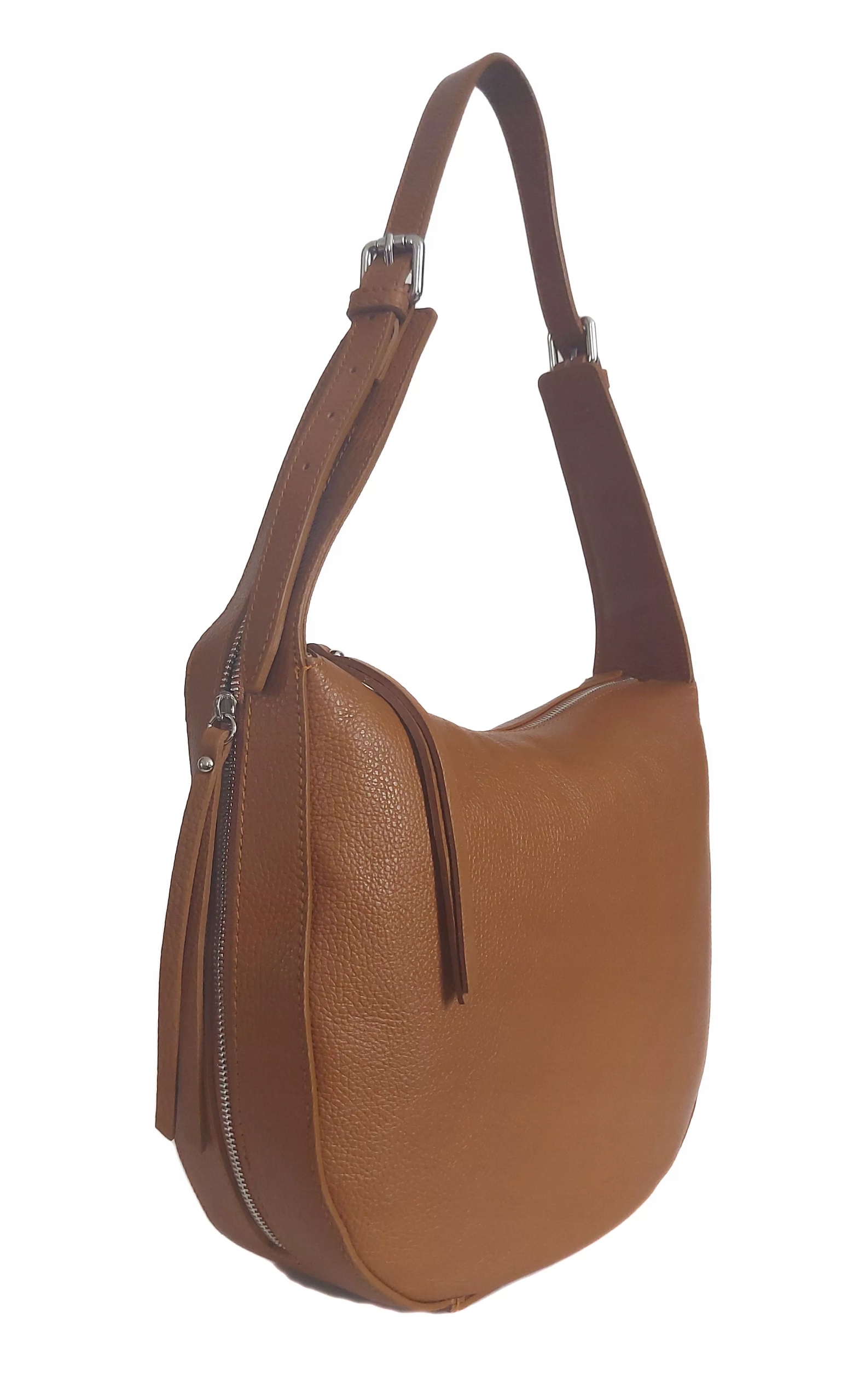 Kožená Italská Kabelka Přes Rameno Formátu A4, Prostorné Kapsy Camel